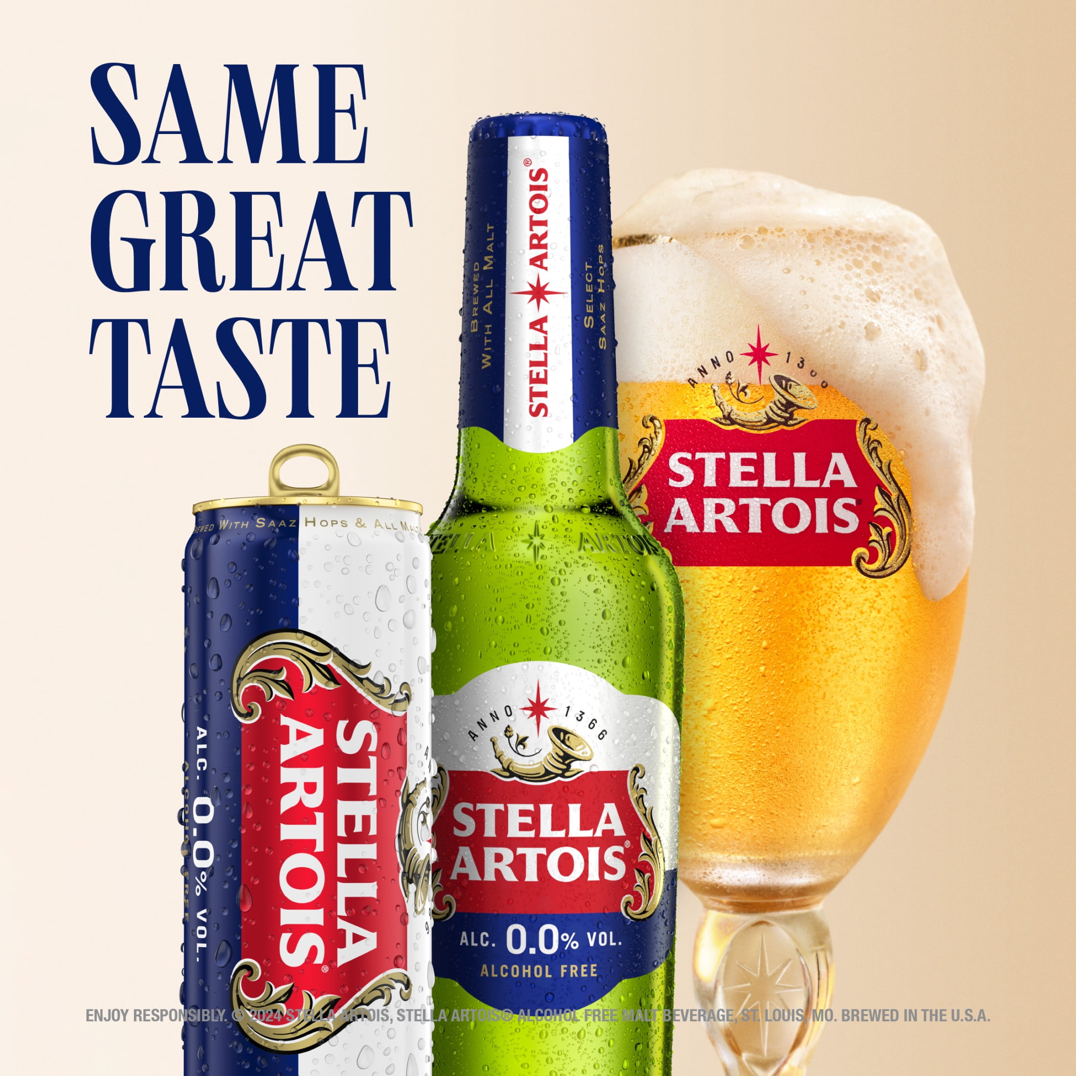 Stella Artois 0.0 Non-Alcoholic Lager Beer 6 pack 11.2 fl oz Glass Bottles