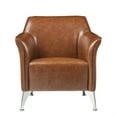thumbnail image 2 of Leatherette Accent Chair with Track Armrest and Welt Trim Details, Brown, 2 of 5