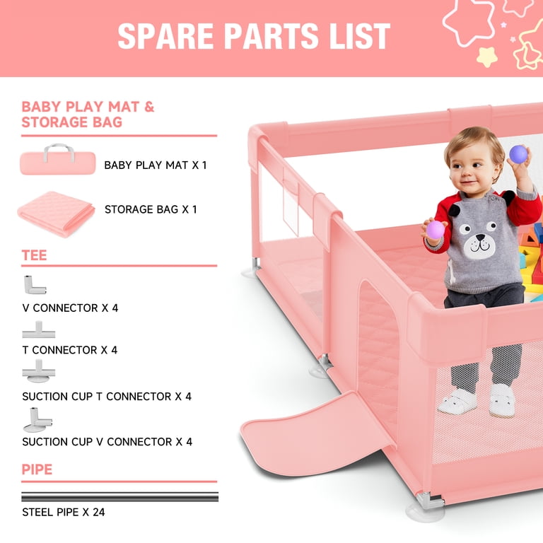 Babyeap Baby Playpen with Mat, 50x50 Indoor Outdoor photo 3