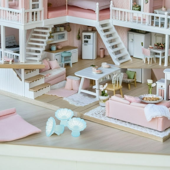 OFFIGAM SkyBlue Mini Coffee Cup Set Resin Dollhouse Accessories Glow in the Dark for Decor 15pcs