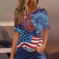 thumbnail image 2 of LWavelet Fourth of July Shirts for Women 3/4 Length Sleeve Tops Round Crew Casual Patriotic Fireworks USA Flag Tee Blue 2XL, 2 of 4