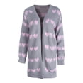 thumbnail image 4 of HongQid Women's Long Sleeve Cute Cardigan Sweaters V Neck Open Front Ribbed Knit Sweater Coat, 4 of 5