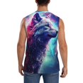 thumbnail image 4 of Fotbe Men's Starry Multicolored Wolf Print Men's Sleeveless Muscle Tank Tops Casual T-Shirts for Gym Workout Beach-Large, 4 of 8