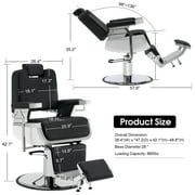 BarberPub Heavy Duty Vintage Barber Chair Hydraulic Recline Salon Beauty Styling Chair, Black