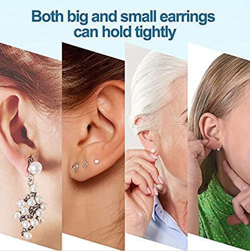 Gold Locking Secure Earring Backs for Studs, Silicone Earring Backs Replacements for Studs/Droopy Ears, No-Irritate Hypoallergenice Earring Backs for