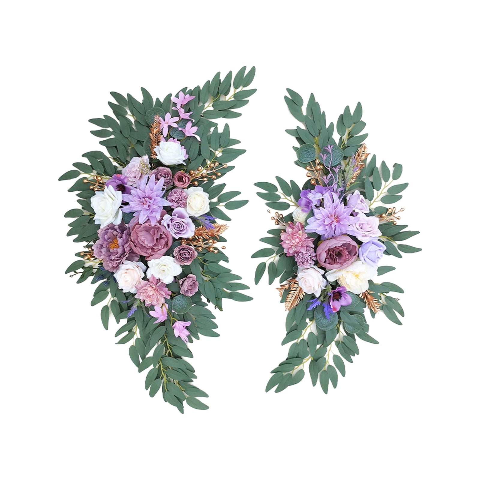 2 Pcs Artificial Wedding Arch Flowers Floral Swag Flower Arch for