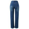 thumbnail image 4 of Gibobby Jeans dama cintura alta Pantalones vaqueros de pierna ancha para mujer, pantalones holgados con parte inferior de campana y cintura elástica de cintura alta(Azul oscuro,M), 4 of 5