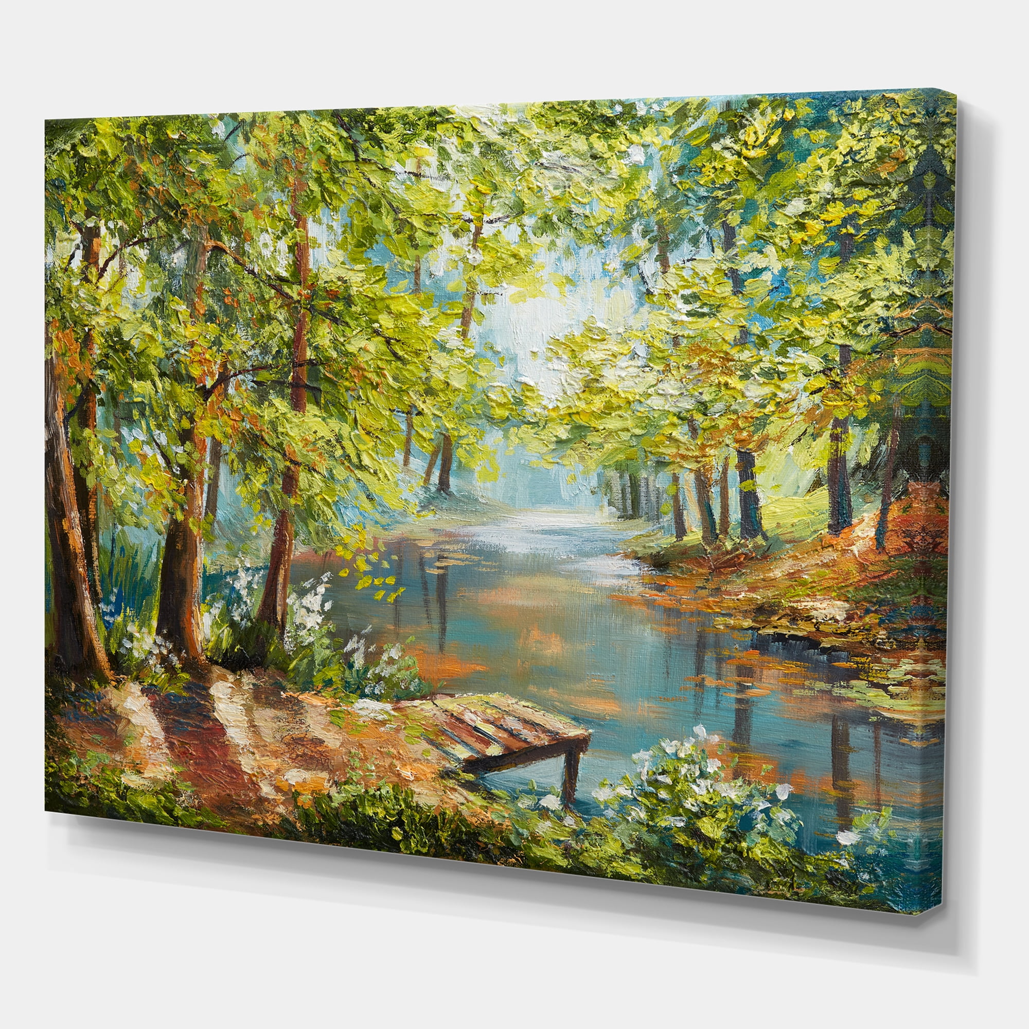 Designart ' Meandering River With Autumn Forest ' Lake House Canvas Wall Art Print