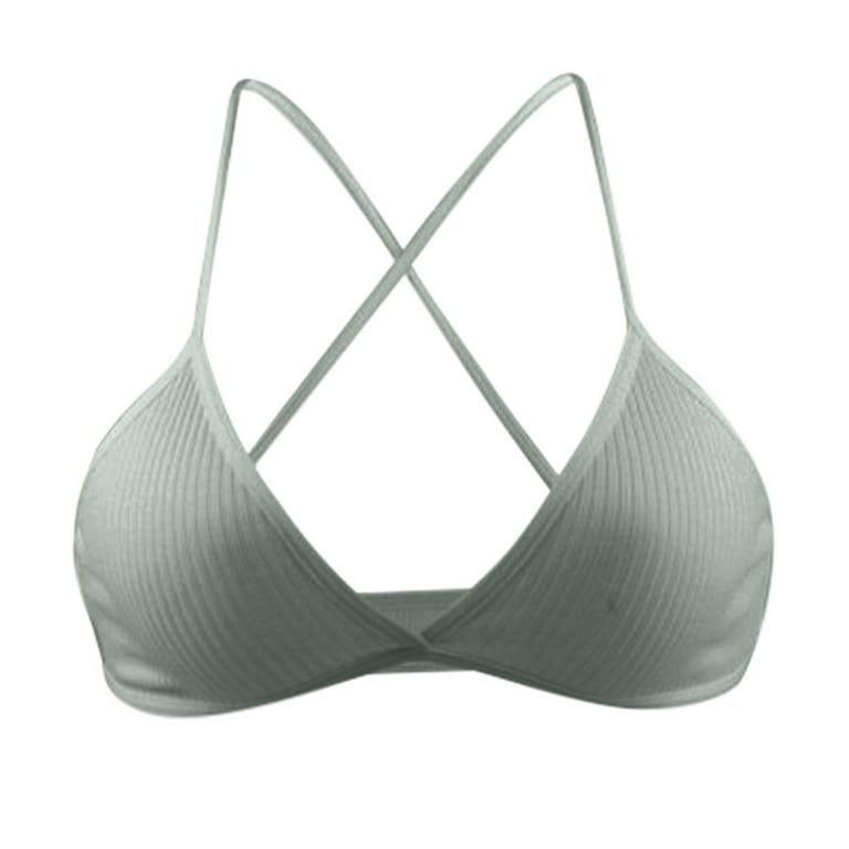 haxmnou 34pc comfort cotton bra women bralette v triangle cup underwear  wireless lingerie green s
