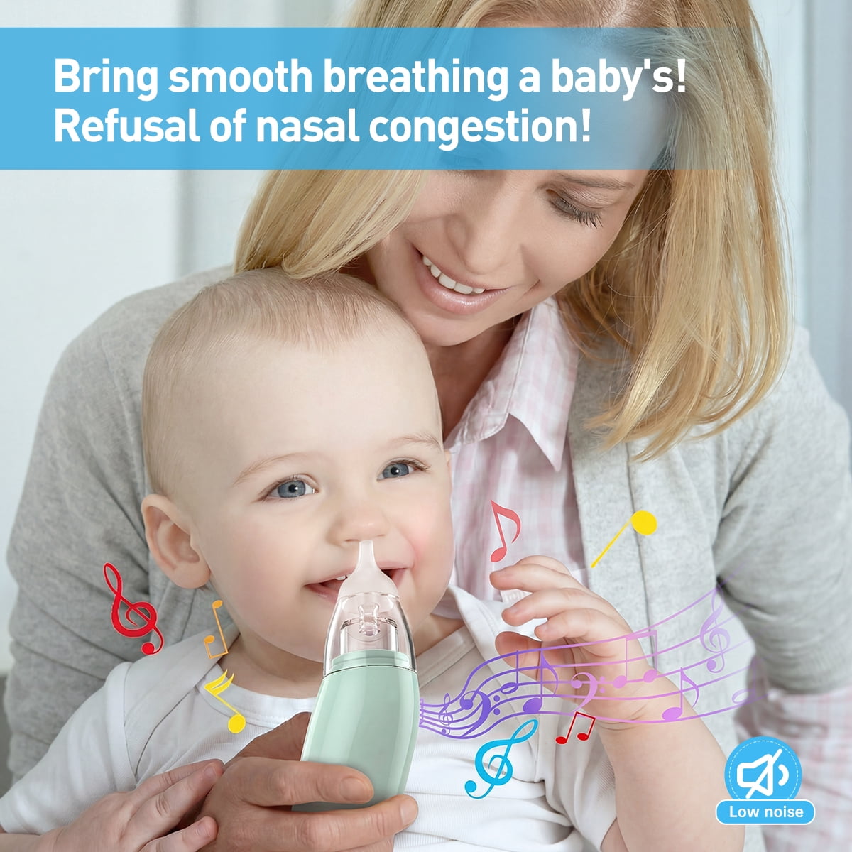 Cshidworld Nasal Aspirator for Baby, Electric Nose Aspirator for Toddlers, Waterproof Baby Nose Sucker with 3 Silicone Tips, 3 Adjustable Suction Level, Music and Light Soothing Function,Green