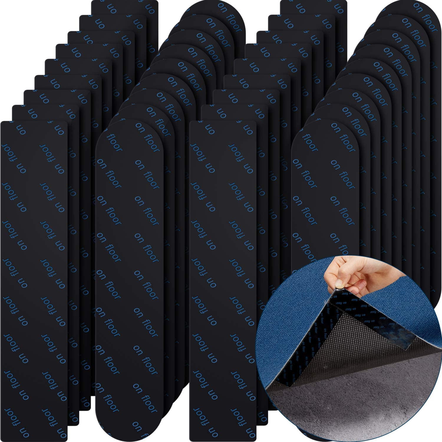 32 Pieces Rug Grippers Anti Slip Rug Non-slip Corner Carpet Gripper  Washable Rusable Rugs Tape Anti Slip Carpet Stickers For Area Rugs (black