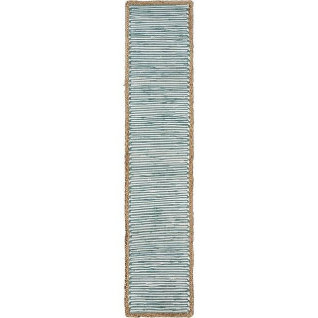 LR Resources SPECI04602BTB1468 Striped Bordered Table Runner, Blue & Cream