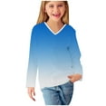 thumbnail image 6 of Piuwrlz Kids Long Sleeve Shirts Girls T-Shirts Printed V-neck V-neck T Shirt Tops Blue Size 9 Years, 6 of 8