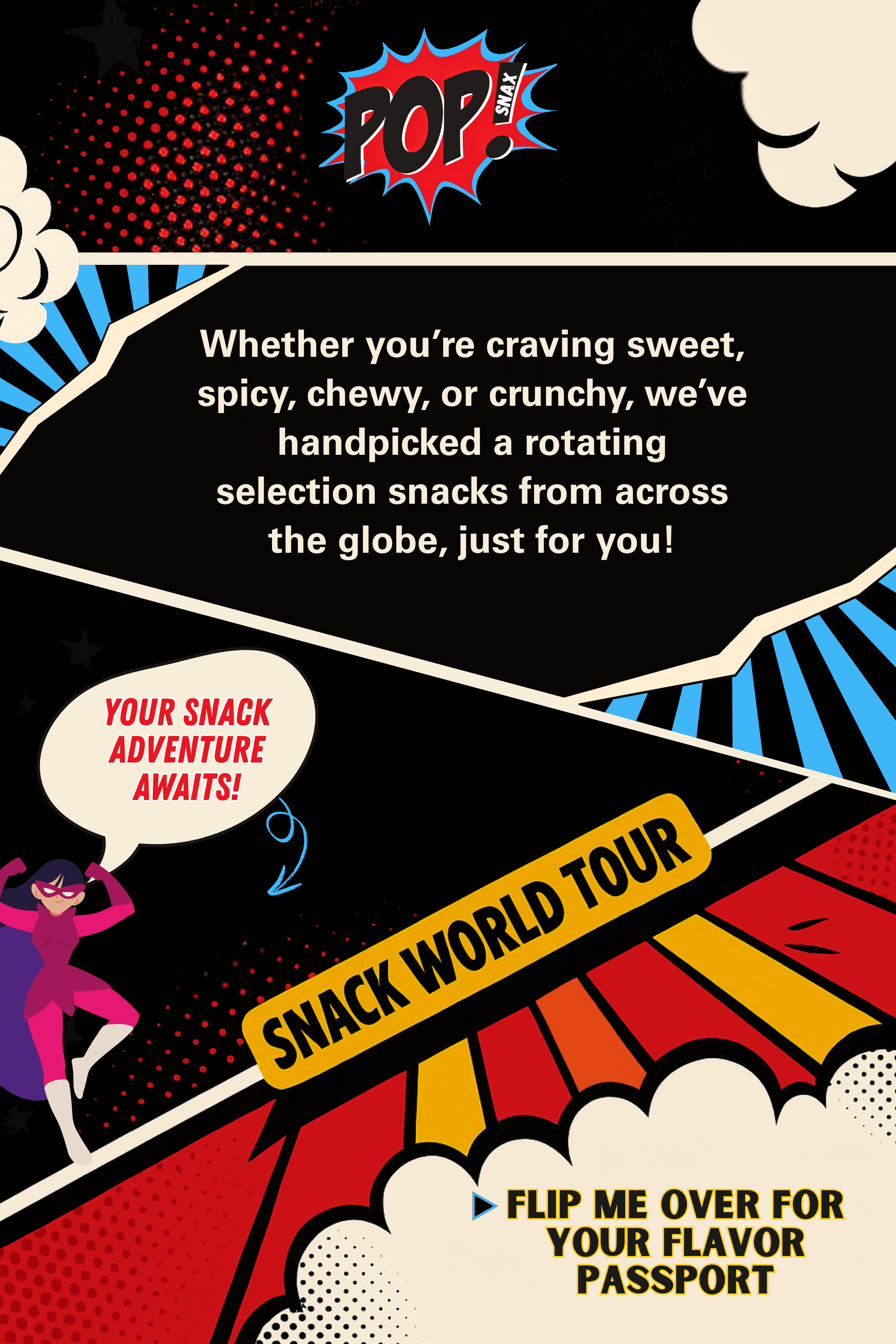 Pop Snax International Mystery Snack Box | 12 Global Treats Variety Pack | The Teaser Mystery Snack Gift Basket with Chips, Candy & Cookies