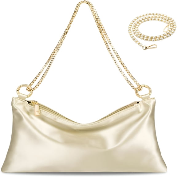 GASTROPOD Women Satin Evening Handbag Wedding Prom Clutch Purse Formal Cocktail Party Clutches Shoulder Bag with 2 Chains