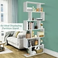 thumbnail image 5 of Topbuy 6-Tier S-Shaped Wooden Bookshelf Storage Bookcase Multifunctional  Display Stand Shelf White, 5 of 8
