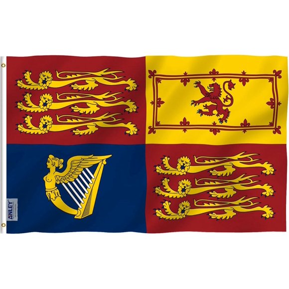 Anley Fly Breeze Drapeau Standard Royal du Royaume-Uni 3x5 Foot - Drapeau de la Reine Elizabeth II de Grande-Bretagne, du Royaume-Uni, de l'Angleterre et de la Grande-Bretagne en Polyester