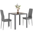thumbnail image 1 of HOMCOM Table de Cuisine Rectangulaire en Verre avec Chaises, Ensemble pour 2, Gris, 1 of 10