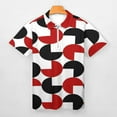 thumbnail image 3 of Geometric Retro Style Black Red White Men Zipper T-shirt Summer Casual Short Sleeve T-shirt Top, 3 of 7
