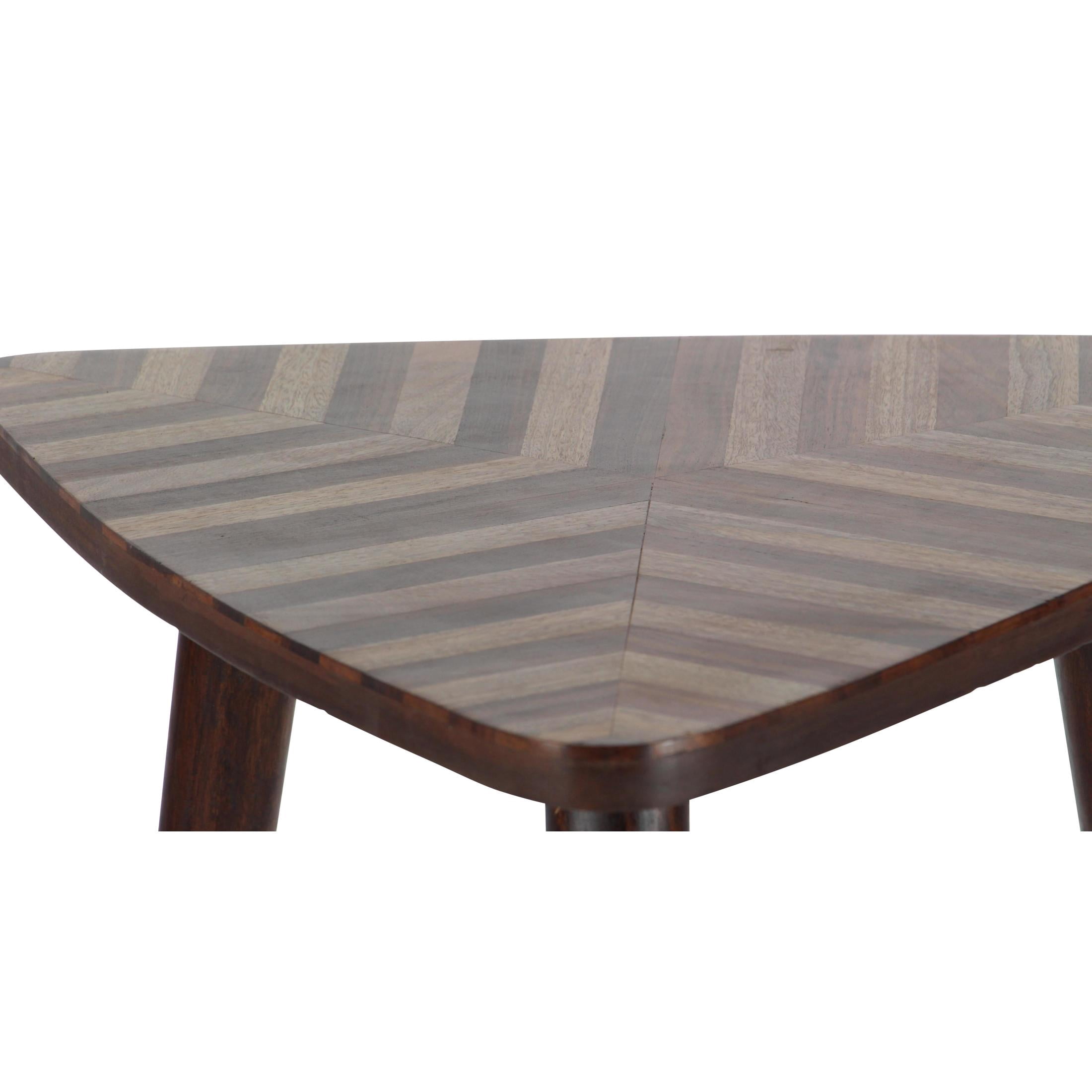 DecMode 20" x 22" Brown Mango Wood Handmade Accent Table with Wood Inlay, 1-Piece