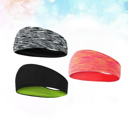 OUNONA 3Pcs Black Fitness Headwraps Elastic Sweatband with Breathable Fabric for Sports Activities