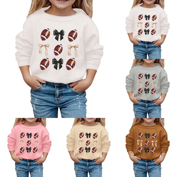 KHONTS Kids Girls Boys Football Outfit Long Sleeve Fall Sweatshirt Game Day Clothes,Size 4-13 Years