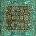 thumbnail image 1 of Ahgly Company Machine Washable Indoor Square Oriental Turquoise Blue Traditional Area Rugs, 8' Square, 1 of 4