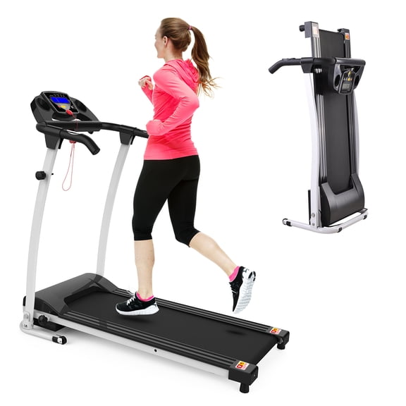 FYC 1.5HP Electric Folding Treadmill for Home, Portable Foldable Electric Motorized Running Exercise Machine Compact (White)