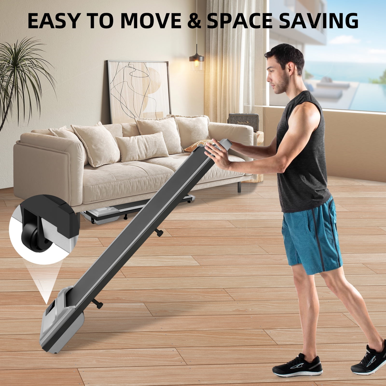 ANCHEER Walking Pad, 2 in 1 Under Desk Treadmill with Remote Control、LED Display, 300 lbs Portable Treadmill for Home/Office (Gray)