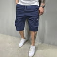 thumbnail image 3 of IAJDKMEK Men's Cargo Shorts with Pockets - Elastic Waist Beach Shorts, Versatile Hiking Shorts, and Multi-Pocket Work Shorts with Comfortable Fit,Dark Blue XL, 3 of 9
