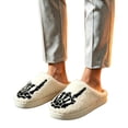 thumbnail image 6 of Qingpeng Womens Closed Toe Open Heel Skull Motif Plush Slippers Cozy Soft Indoor House Shoes for Halloween Winter Home Warm, 6 of 6