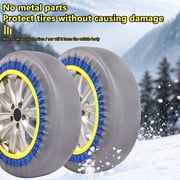 2 Pack Snow Socks for Tires,Snow Traction Device for Passenger Cars Trucks Winter Emergency Accessory,Anti-Skid Tire Socks,Snow Traction Device-Winter Emergency Kit(Grey Blue Yellow Model 6006)