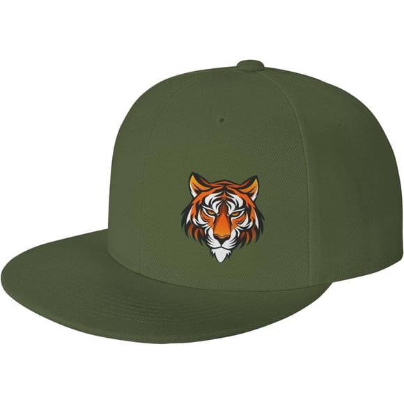 Tiger Face Flat Bill Hats Teens Cool Snapback Baseball Cap Unisex