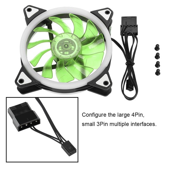 FAN-RS18 12V DC 120mm LED Ventilador Con Cubierta Doble Apertura Interfaz Múltiple Ventilador De Refrigeración Verde