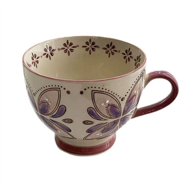 Taza de cerámica de colores bajo vidriado pintada a mano for desayuno, taza de cereales y leche, taza for beber en casa, taza de té de la tarde for oficina, taza de café