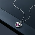 thumbnail image 3 of Gem Stone King 10K White Gold Pink Created Sapphire and White Lab Grown Diamond Heart and Infinity Pendant Necklace for Women (0.97 Cttw, Round 5MM, with 18 inch Silver Chain), 3 of 4