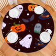 thumbnail image 2 of Spooky Elastic Hem Round Tablecloth - 52 Inch Halloween Themed Table Cover for Kitchen Dining Party, Durable Polyester Material, 2 of 6
