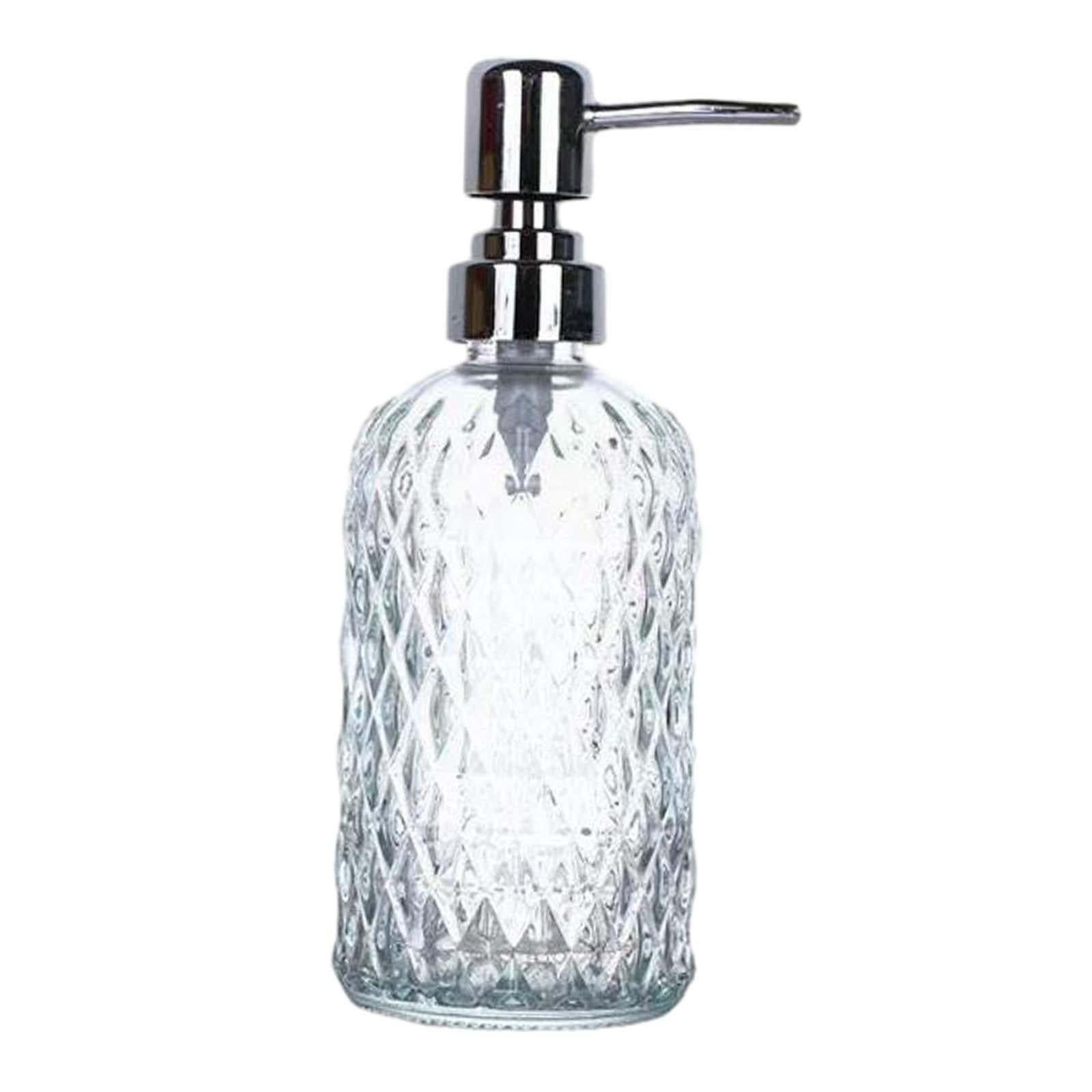 perfk Clear Glass Hand Dish Soap Dispenser Stylish with Rustproof Stainless Steel Pump