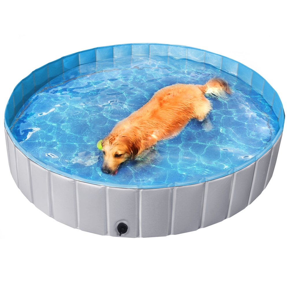 Alden Design Foldable Pet Swimming Pool Wash Tub for Cats and Dogs, Gray, XX-Large, 63" - image 3 of 12
