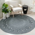 thumbnail image 2 of SAFAVIEH Cape Cod Salim Geometric Polyester Area Rug, Charcoal, 3' x 3' Round, 2 of 7