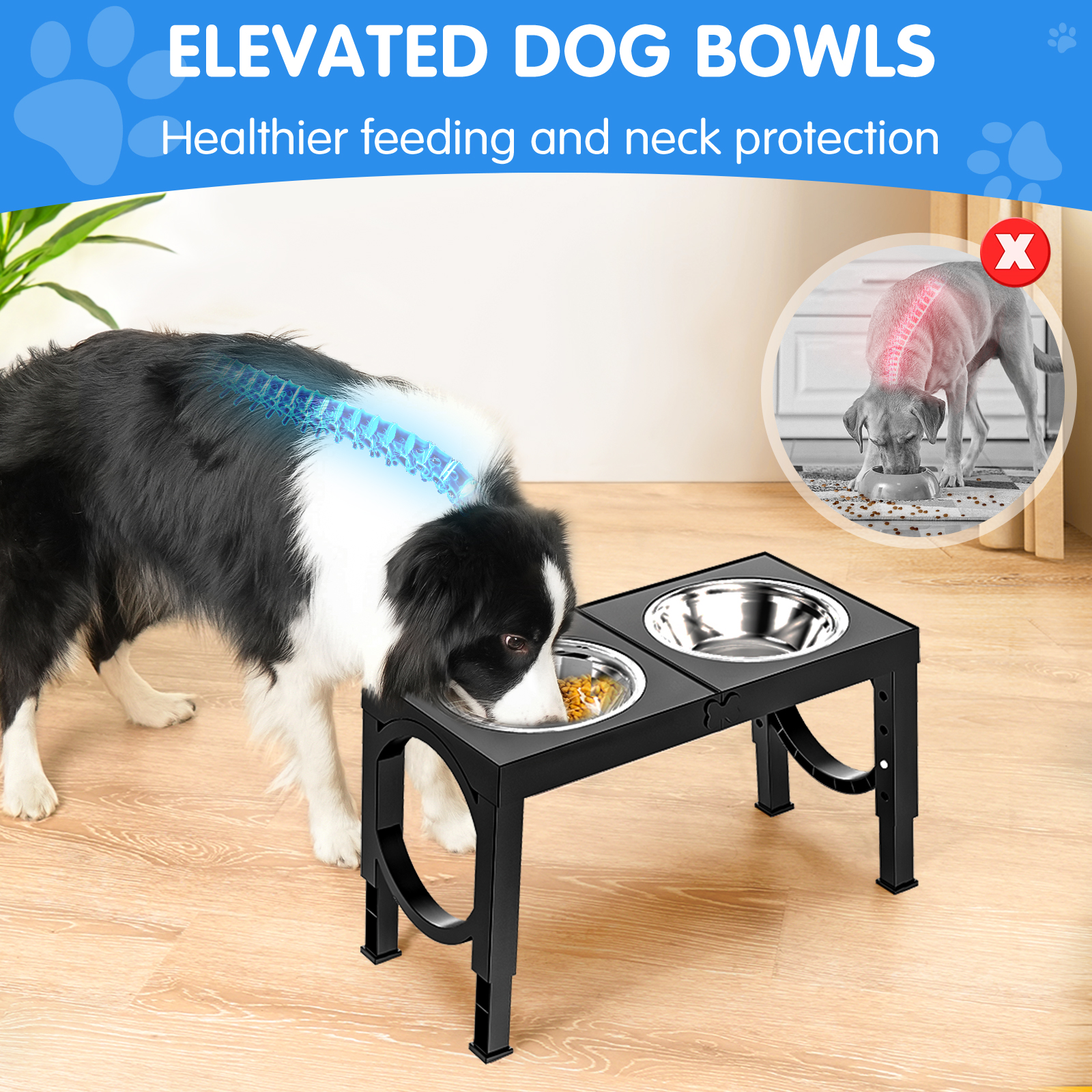 X XBEN Elevated Dog Bowls, 5-Height Adjustable Stand photo 3