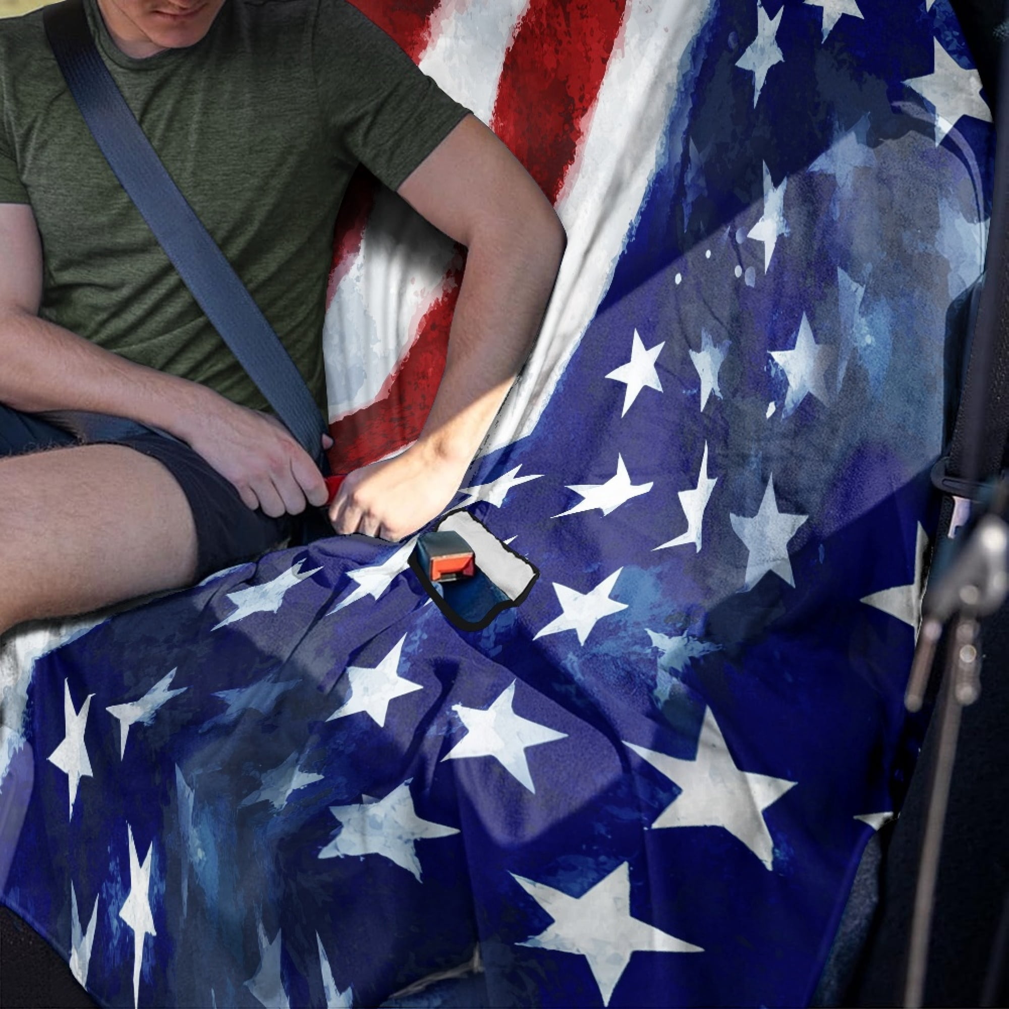 Xixirimido Patriotic American Flag Car Seat Cover Towel Backseat Breathable Rear Bench Towel Seat Covers for 4th of July Non-Slip Universal Fit for Sedan Trucks Van SUV, Auto Seat Protector