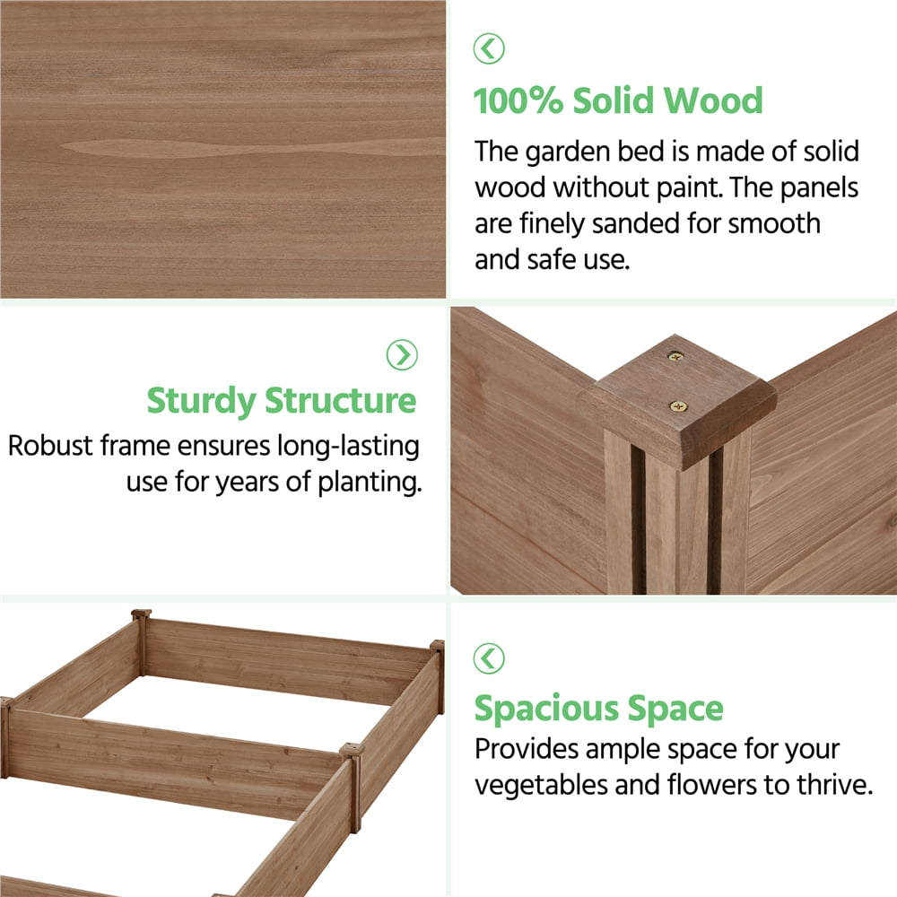 Yaheetech Wooden Raised Garden Bed Planter,Dark Brown