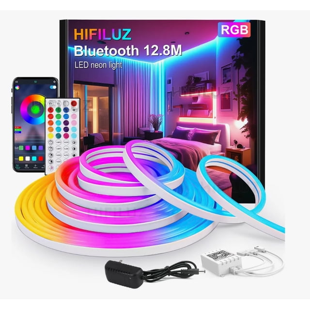 Tira De Luz Led Neón 12.8m App Bluetooth Flexible Rgb Ip68