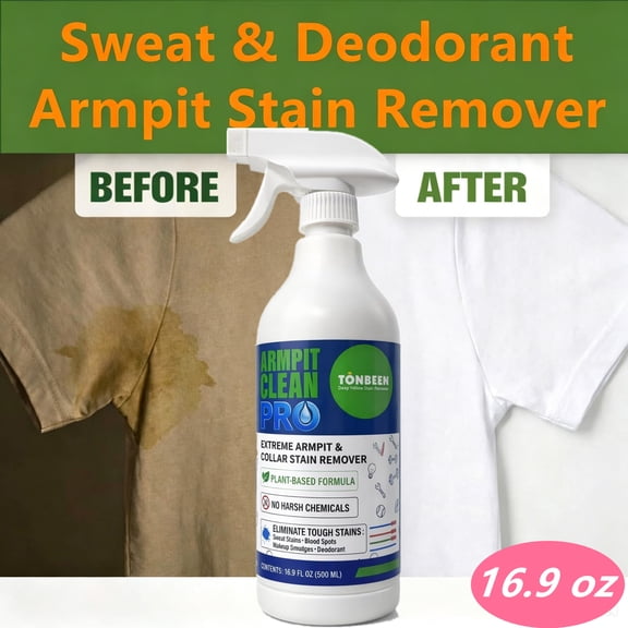 Sweat & Deodorant Armpit Stain Remover Spray for Clothes, Multi-Stain Cleaning Solution - Yellow Mark Tough Stain Buildup Remover - 16.9 oz