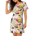thumbnail image 2 of Easygdp Retro Musical Camisón de manga corta para mujer, informal, estampado, 2 of 6