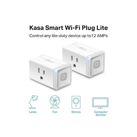 Kasa Smart WiFi Plug Lite by TP-Link (2-Pack) -12 Amp & Reliable Wifi Connection, Compact Design, No Hub Required, Works With Alexa Echo & Google Assistant (HS103P2), White