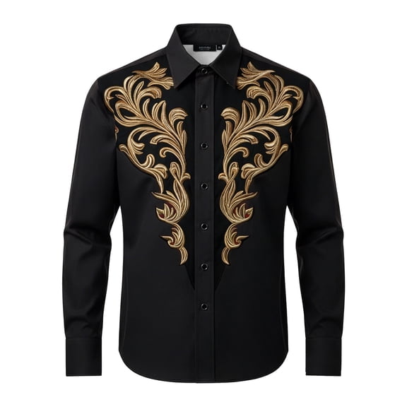Curuila Child Kids Boys Shirt Button Down Cowboy Print Lapel Long Sleeve Fashionable Soft Tops Black Size 4-5 Years