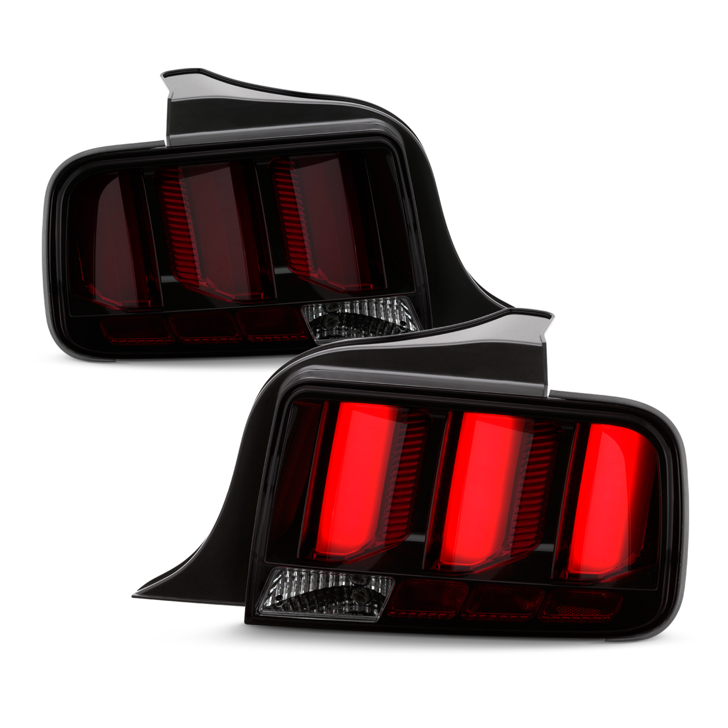 AKKON - Fits 2005-2009 Ford Mustang LED [Red Tube] Chrome Smoked
