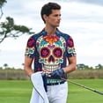 thumbnail image 2 of Kdxio Dead Day Party Print Men's Short Sleeve Polo Shirt,Midweight Men's Shirt-Small, 2 of 5